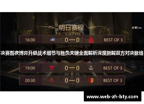 决赛前夜博弈升级战术细节与胜负关键全面解析深度拆解双方对决脉络 决赛前夜博弈升级战术细节与胜负关键全面解析深度拆解双方对决脉络